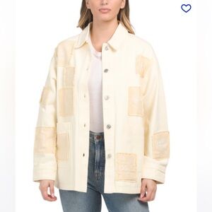 Zara embroidered denim over shirt jacket